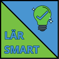 Lär Smart logotyp med texten "Lär smart" och en glödlampa.